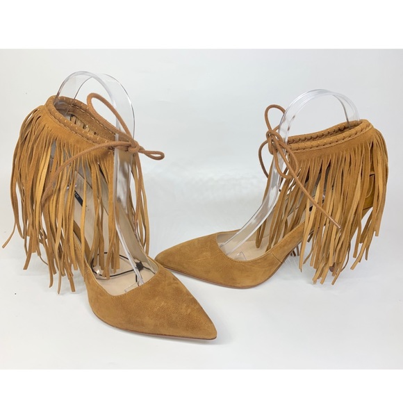 Zara Shoes - {Zara} Suede Fringed Heels